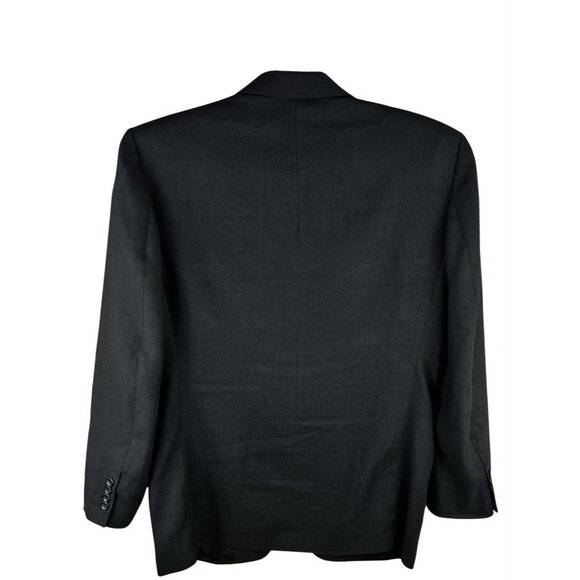 John Ashford Mens Classic Sport Coat Blazer 3 Button Black Linen Poly Blend 42R - Picture 2 of 13